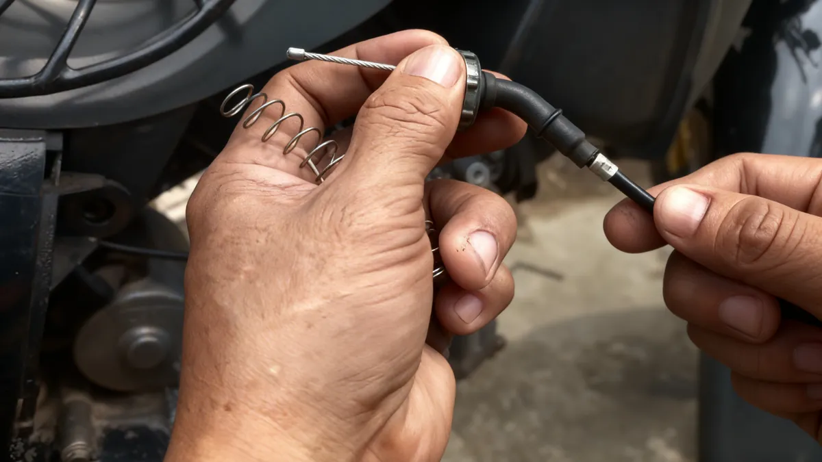 Two-wheeler accelerator cable replacement service visual