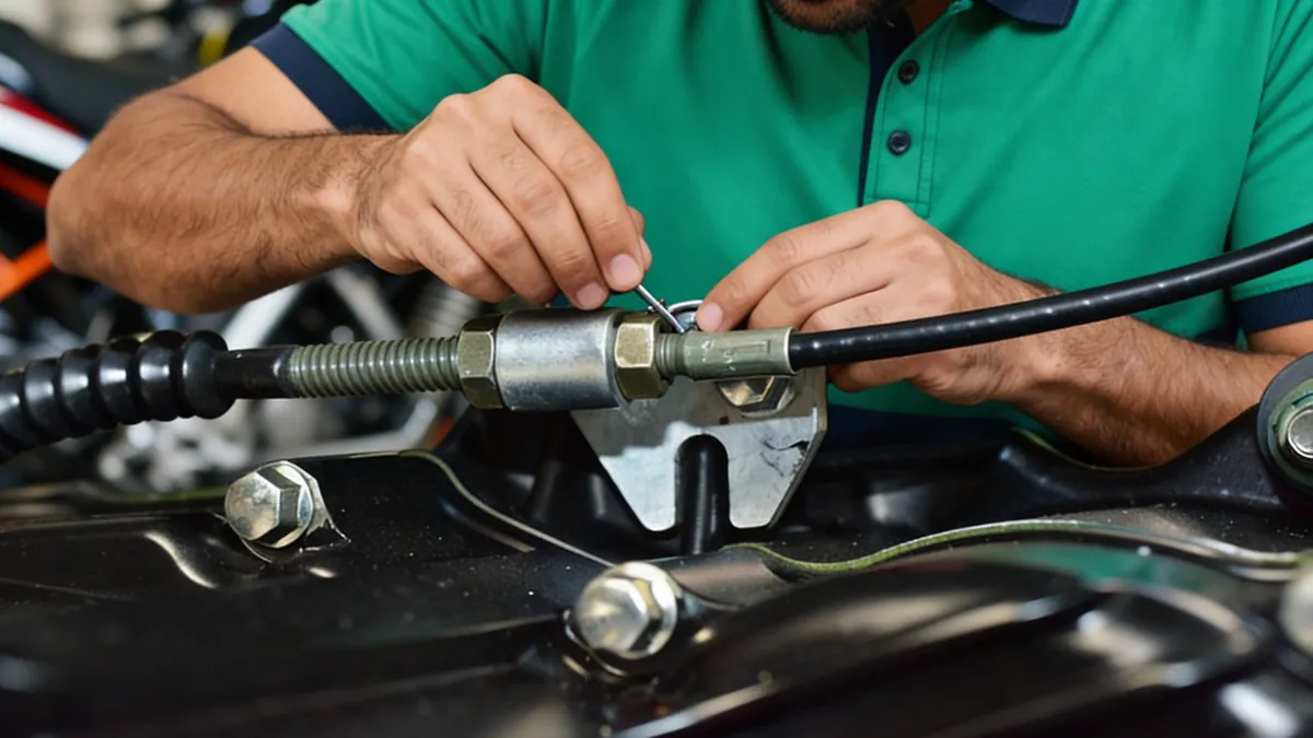 Two-wheeler clutch cable adjustment service visual