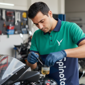 Two-wheeler brake fluid replacement service visual