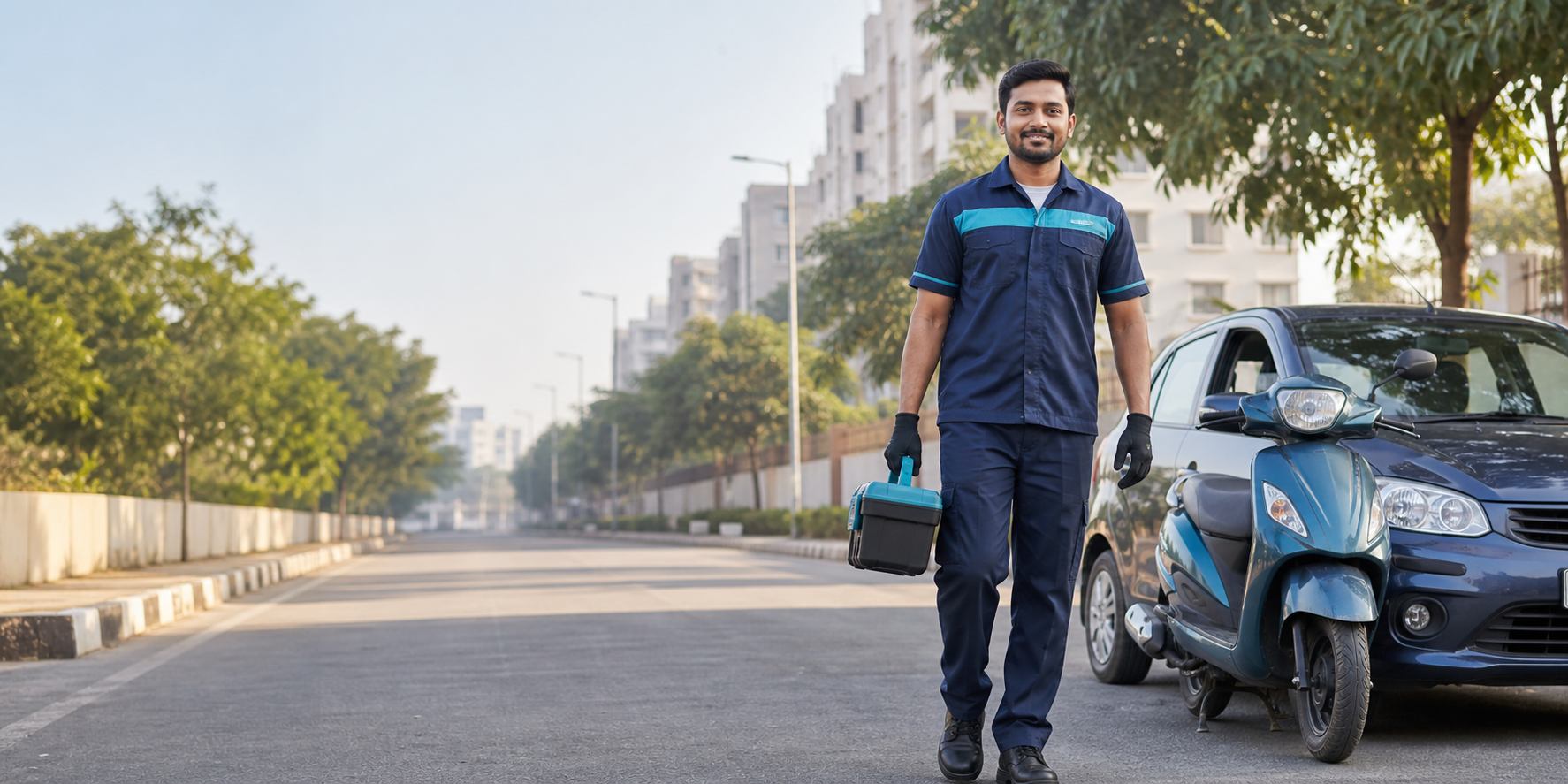 Spinoto mechanic arriving for doorstep vehicle repair